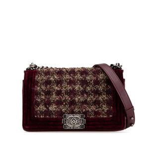 Pre-Loved Chanel Old Medium Velvet and Tweed Boy Flap
